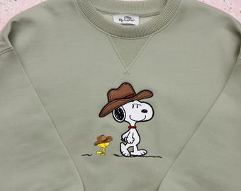 Sudadera con perro vaquero bordado, camiseta navideña de dibujos animados