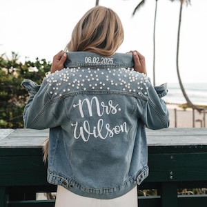 Embroidered Bride Denim Jacket, Custom Denim Jacket, Jean Jacket Bride, Future Mrs Jacket, Custom Embroidered Jacket, Custom Bride Jacket