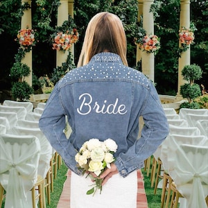 Custom Embroidered Bride Denim Jacket, Custom Bride Jean Jacket, Future Mrs Jacket, Personalized Embroidery Wedding Jean Jacekt,Wedding Gift
