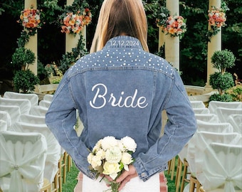 Embroidered Bride Jean Jacket, Personalized Future Mrs Jean Jacket, Wedding Jean Jacket, Wedding Gift