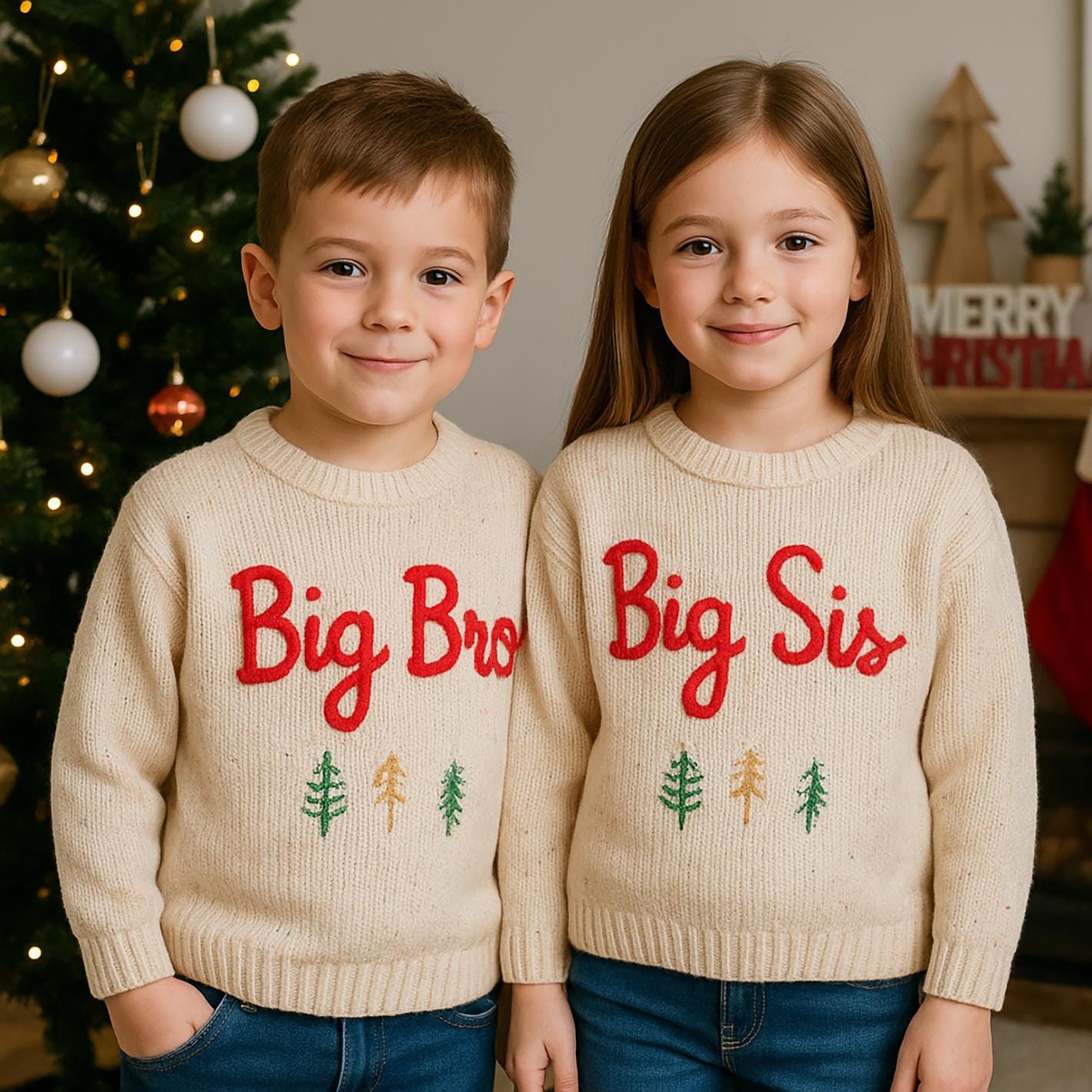 Personalized Hand Embroidered Baby Sweater: Cotton Big Sibling Gift