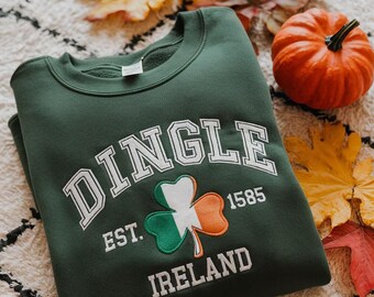 Dingle Ireland Embroidered Sweatshirt, Dingle Embroidered Crewneck Sweatshirt, St. Patrick's Day Gifts for Him, Her