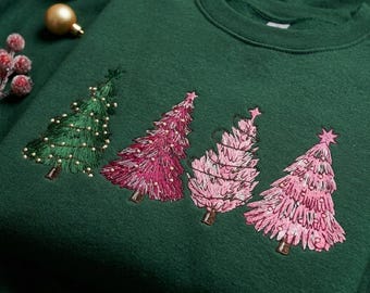 Christmas Tree Embroidered Sweatshirt, Christmas Tree Crewneck, Holiday Hoodie, Cute Christmas Shirt, Cozy Winter Gift