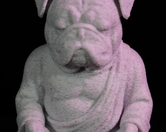 3D Printed English Bulldog Aquarium Ornament: Marble Filament Dog Statue (5&quot;)