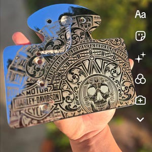 Custom engraved motorcycle license plate bracket gift Harley Davidson
