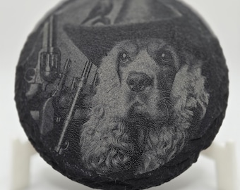 Western Cowboy Outlaw Cocker Spaniel Slate Coasters gift Custom set of 4 coasters