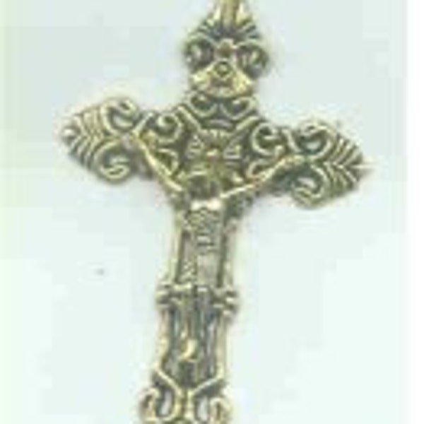 Ornate Gold Plated Large Crucifix for Rosary  Medal Scapular and more