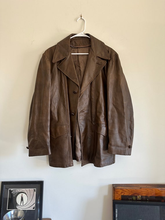 70's Brown Leather Jacket - Medium