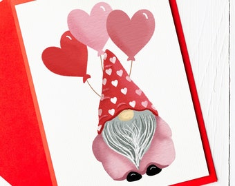 Printable Valentine Card, Last Minute Valentine's Day Card, Valentine Gnome, Card for Her