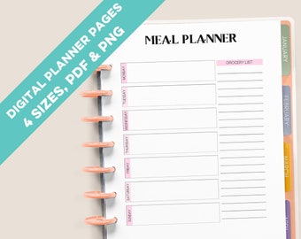 Printable Weekly Menu Planner Page, Digital Meal Planner, Grocery List Organizer, Planner Girl, Pink Planner, iPad Planner