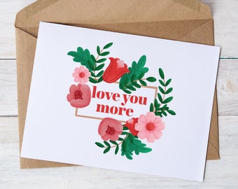 Printable Mother's Day Card, Last Minute Gift for Mom, DIY Love You More Card, Card for Her