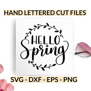 Hello Spring SVG, Spring Cut Files, Spring Home DIY Decor, Spring Decor SVG, Cut Files for Silhouette, svg for Cricut, Tote Bag Cut Files