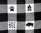 Buffalo Plaid Baby Blanket - Bear Flannel Swaddle Blanket - Lumberjack Baby Boy Blanket - Baby Photo Prop - Lumberjack Woodland Nursery