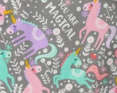Magical Unicorn Baby Blanket - Baby Girl Flannel Swaddle Blanket - Unicorn Floral Blanket - Baby Photo Prop - Unicorn Baby Nursery