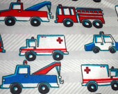 Baby Boy Blanket - Emergency Vehicle Flannel Swaddle Blanket - Firetruck Blanket - Baby Photo Prop - Police Baby Blanket - Boy Nursery