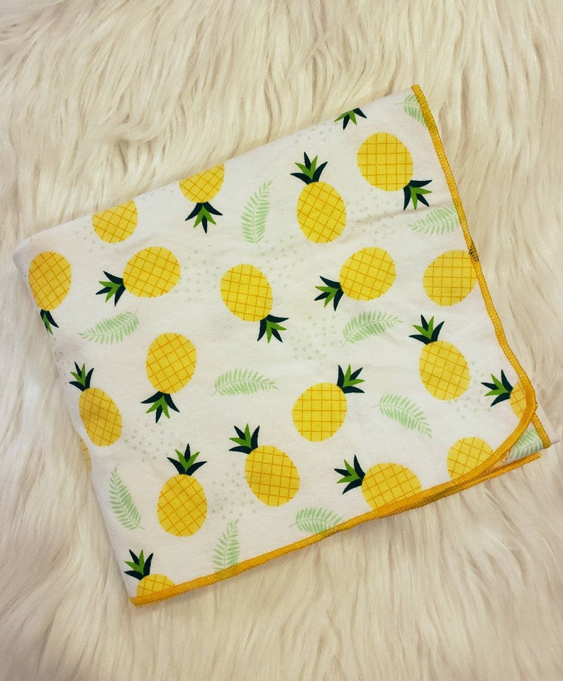 Pineapple Baby Blanket Hawaiian Fruit Flannel Swaddle Etsy
