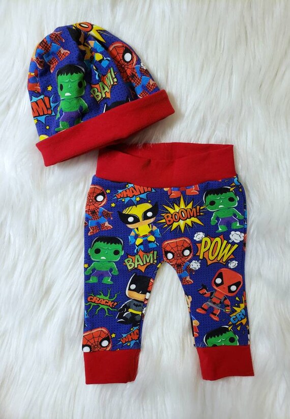 Super Hero Knit Baby Pant Set Spiderman Hulk Baby Hat Baby | Etsy