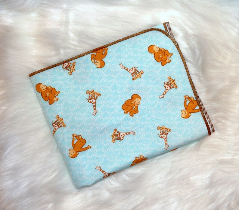 Curious Baby Blanket Monkey Flannel Swaddle Blanket Etsy