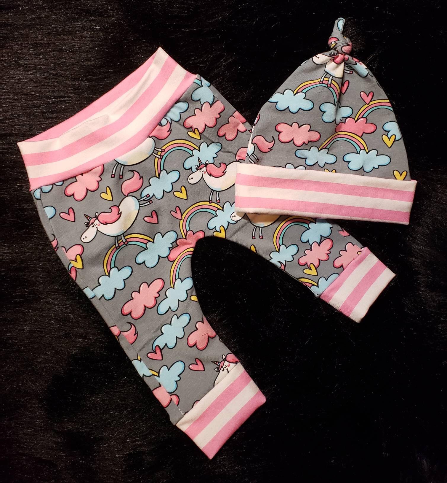 Rainbow Unicorn Baby Pants Baby Girl Knit Pants Unicorn Etsy
