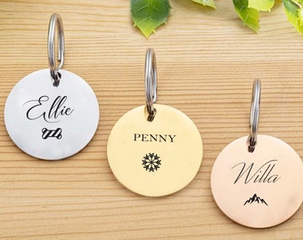 Custom Dog ID Tag, Personalized pet ID tag, Dog collar tag, Engraved dog name tag, Cute cat name tag, Dog ID tag, Name Engraved Pet Tag