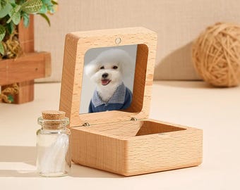 Custom Wooden Pet Hair Memorial Box - Personalized Pet Fur Keepsake, Dog Hair Memorial, Cat Memorial, Pet Memorial Gifts, Pet Loss Gift