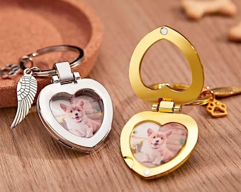 Custom Photo Key chain with Angel's Wing,Paw Personalized Pet Memorial Gifts,Custom Photo Key Chain,Gift For Pet Lovers,Customized Key chain