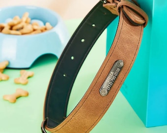Collar de cuero personalizado para perro, collar de cuero personalizado con nombre, collar de perro grabado, lindo collar de perro para regalo de amante de las mascotas