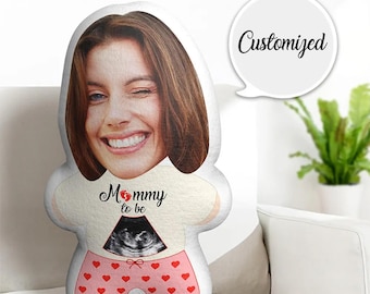 Custom Face Throw Pillow, Personalized Ultrasound Photo Gifts for Mom Doll, Customized Picture Pillow, Pillow For Mom To Be, Unique Pillow