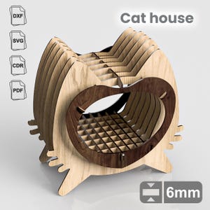 Laser Cut Cat House CDR File – DIY Wooden Pet Bed, CNC Plywood Project, Digital Download