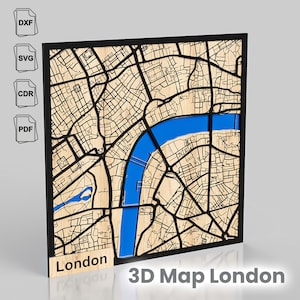 Carte 3D de Londres, tracé découpé au laser