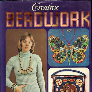 GROOVY Vintage craft book CREATIVE BEADWORK by Anne Hulbert 1976 first edition print image 1