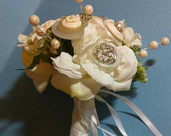 OOAK Custom designed June Bride button and broach bridal/ wedding bouquets, corsages, boutonnieres
