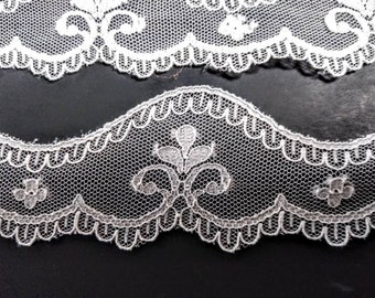 3 yd. cut of vintage lingerie lace, beige  108 ins.