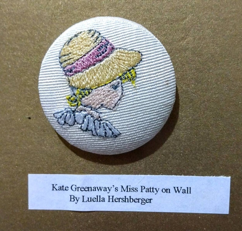 Vintage 2001 embroidered sewing buttons artist: Luella Hershberger of a Kate Greenaway characters buy 1 or buy 3 image 2