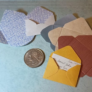 2 dozen Tiny Miniature envelope die-cuts for altered art, collage, scrap booking, greeting cards, junk journals, American Girl size letter.