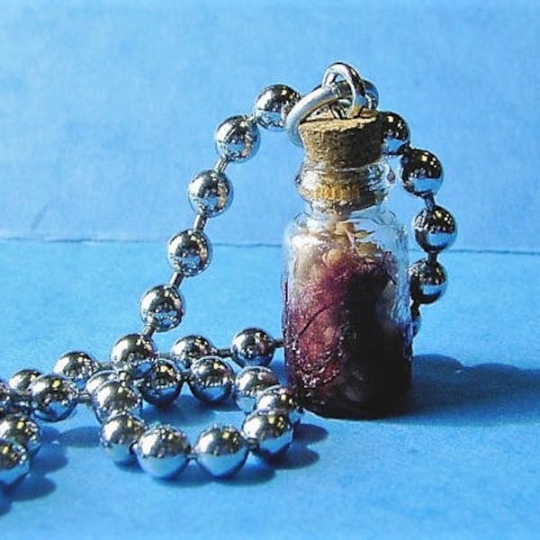 SALE Vial/ jar of mustard seeds with Japanese rice paper on ball chain
