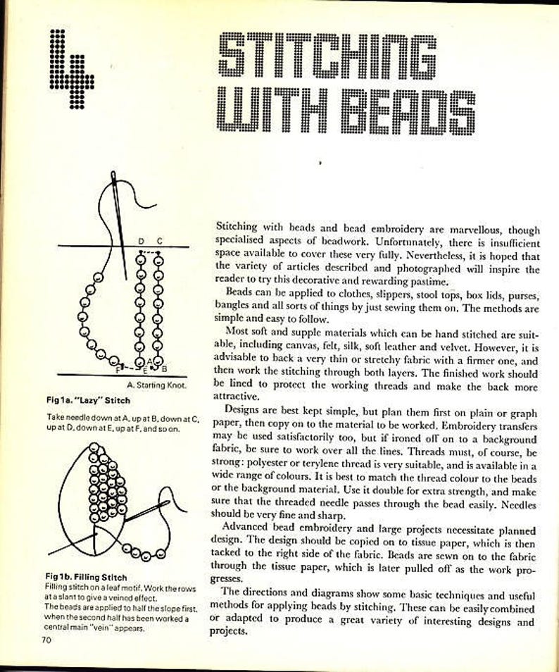 GROOVY Vintage craft book CREATIVE BEADWORK by Anne Hulbert 1976 first edition print image 4