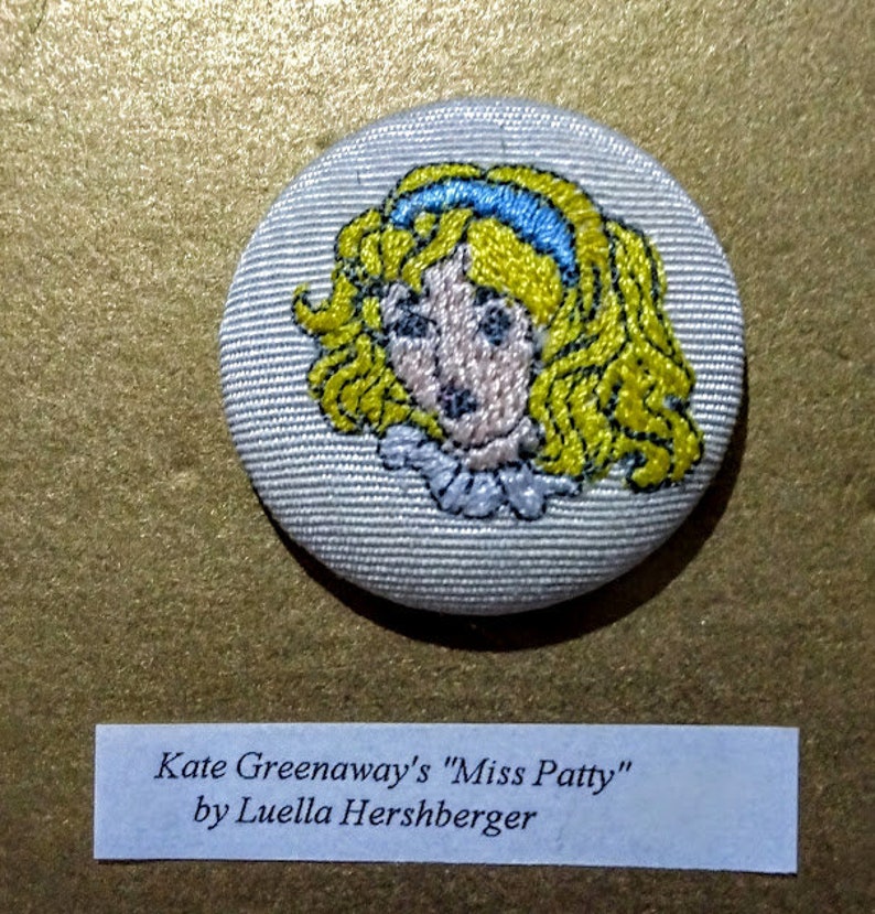 Vintage 2001 embroidered sewing buttons artist: Luella Hershberger of a Kate Greenaway characters buy 1 or buy 3 image 3