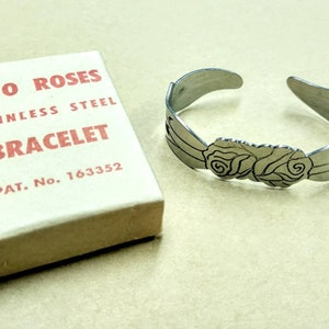 Vintage 1951 Samuel Bastio two rose cuff bracelet image 4