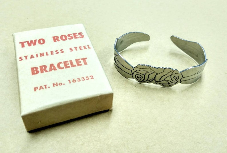 Vintage 1951 Samuel Bastio two rose cuff bracelet image 4