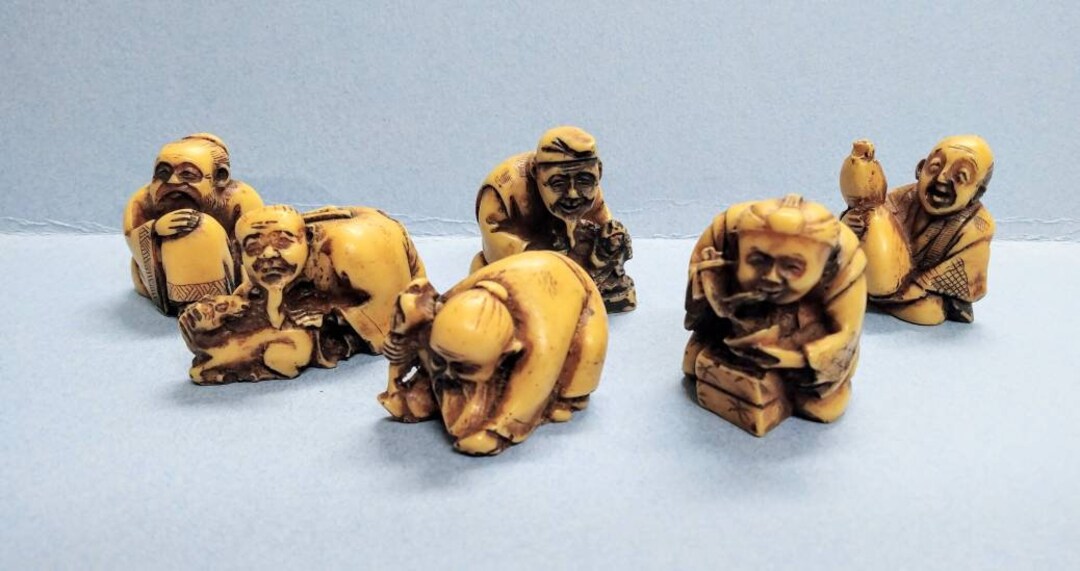Vintage Reproduction Netsukes Resin Made in Italy Distributed in