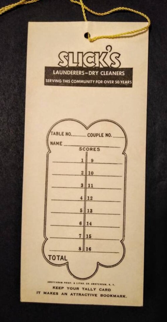 Vintage 1940s Slick dry cleaners advertising bridge tally  Etsy