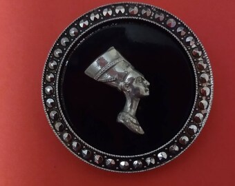 1940s Egyptian Queen Nefertiti aluminum Germany pre-world WWII scarf pin