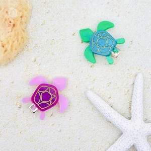 Turtle Hair Clip, Pink Turtle Barrette, Green Turle Barrette, Mini Turtle Hair Accessory, Kid Hair Clip, Nautical Barrette, Summer Barrette