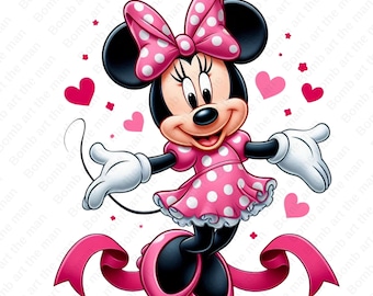 Leuke clipart Minnie Mouse, Minnie Mouse png, transparant ontwerp, instant download