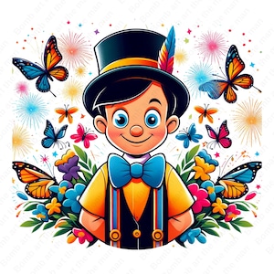 cute pinocchio clipart, pinocchio png, cute fairytale character, instant download