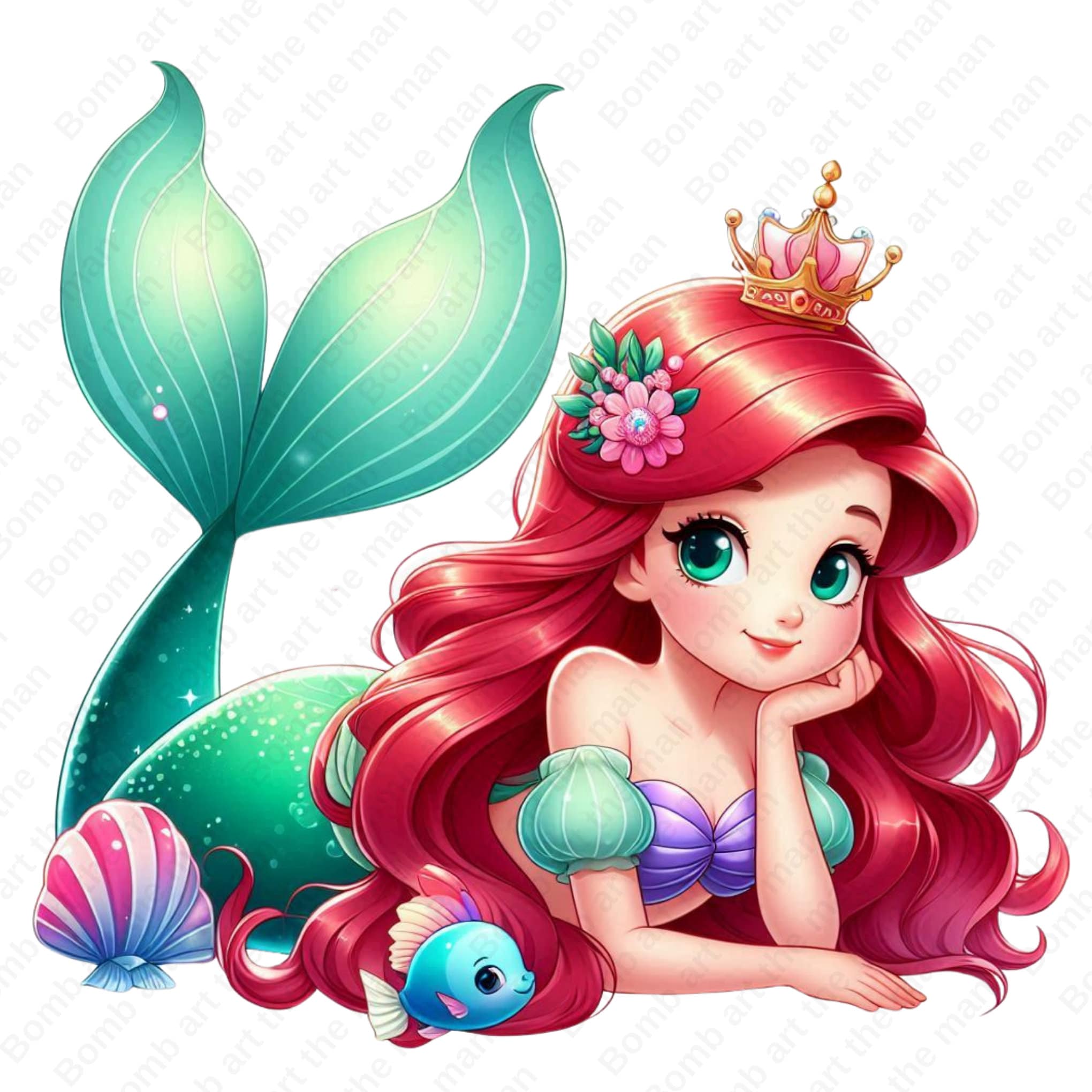 Cute Little Mermaid Clipart, Princess Ariel Png, the Little Mermaid Png ...
