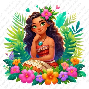 princess moana clipart, moana png, cute moana design, transparent background, instant download