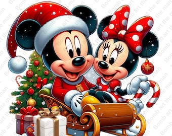 ミッキーとミニーマウスのクリスマスクリップアート、メリークリスマス