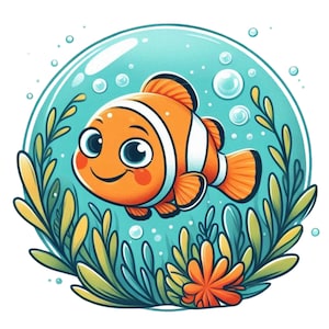 Finding Nemo clipart, Nemo png, cute nemo, transparent design, instant download